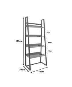 Βιβλιοθήκη Ryder pakoworld καρυδί-μαύρο 75x36x185εκ Βιβλιοθήκη Ryder pakoworld καρυδί-μαύρο 75x36x185εκ
