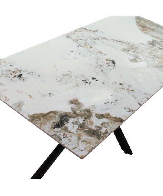 Τραπέζι Bethan pakoworld sintered stone λευκό μαρμάρου-μαύρο 180x90x75εκ Τραπέζι Bethan pakoworld sintered stone λευκό μαρμάρου-μαύρο 180x90x75εκ