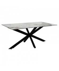 Τραπέζι Bethan pakoworld sintered stone λευκό μαρμάρου-μαύρο 180x90x75εκ