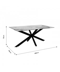 Τραπέζι Bethan pakoworld sintered stone λευκό μαρμάρου-μαύρο 180x90x75εκ