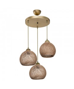 Φωτιστικό οροφής τρίφωτο PWL-1121 pakoworld Ε27 μπεζ-χρυσό Φ40x80εκ