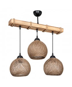 Φωτιστικό οροφής τρίφωτο Fiona pakoworld Ε27 καρυδί-μπεζ 50x20x63εκ