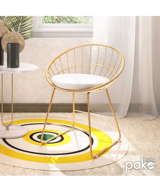 Καρέκλα Seth pakoworld μέταλλο χρυσό-μαξιλάρι PVC λευκό