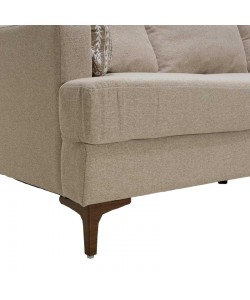 Γωνιακός καναπές με σκαμπό Slim pakoworld υφασμάτινος χρώμα μπεζ με μαξιλάρια 185x140x70εκ