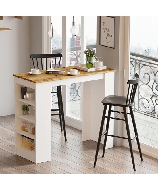 Τραπέζι μπαρ Riff pakoworld λευκό-sonoma 120x51.5x101.5εκ