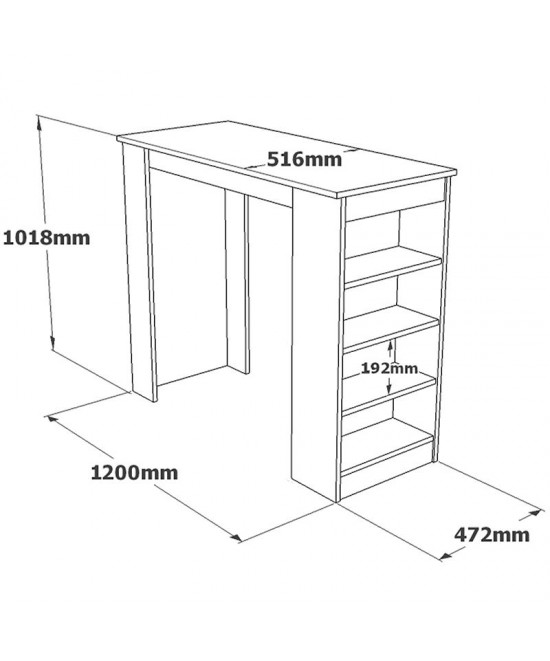 Τραπέζι μπαρ Riff pakoworld λευκό-sonoma 120x51.5x101.5εκ