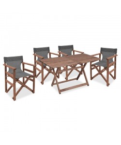 Tραπεζαρία Retto σετ 5τμχ μασίφ ξύλο οξιάς καρυδί-ανθρακί 120x75x71εκ