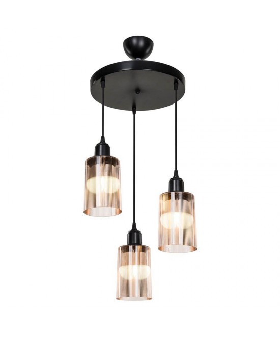 Φωτιστικό οροφής τρίφωτο PWL-1195 pakoworld Ε27 μαύρο-amber Φ30x80εκ