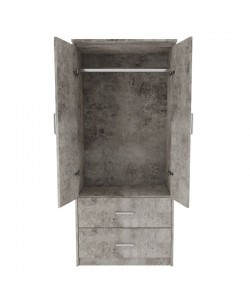 Ντουλάπα ρούχων δίφυλλη OLYMPUS pakoworld χρώμα antique ανθρακί 81x57x183εκ