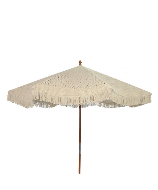 Ομπρέλα Brilie pakoworld ξύλο-μακραμέ Φ2.70x2.60 m εκρού Ομπρέλα Brilie pakoworld ξύλο-μακραμέ Φ2.70x2.60 m εκρού