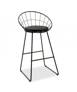 Σκαμπό μπαρ Seth pakoworld μέταλλο μαύρο-μαξιλάρι PVC μαύρο