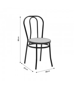 Καρέκλα Βιέννης pakoworld pe rattan μπεζ-μέταλλο εκρού