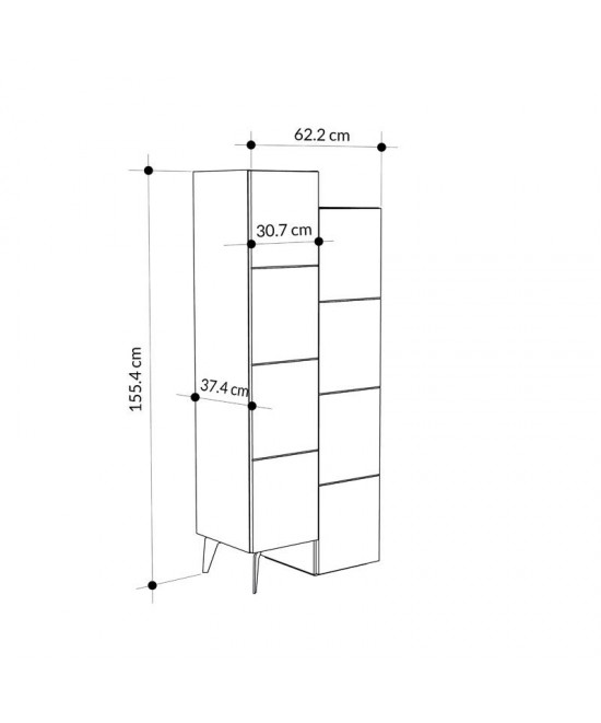 Ντουλάπι-στήλη Romane pakoworld λευκό 62.2x37.4x155.4εκ