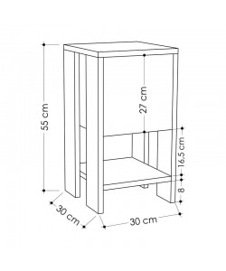 Κομοδίνο Ema pakoworld χρώμα λευκό antique-μόκα 30x30x55εκ