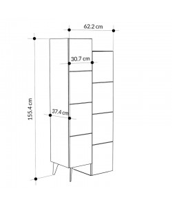Ντουλάπι-στήλη Romane pakoworld φυσικό 62.2x37.4x155.4εκ