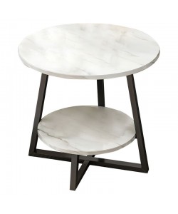 Τραπέζι σαλονιού Rota MDF λευκό μαρμάρου-μαύρο Φ60x60cm
