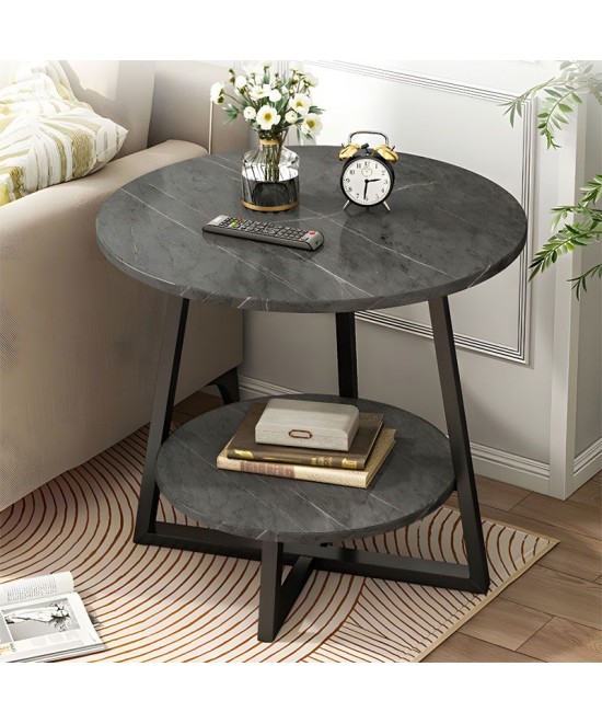 Τραπέζι σαλονιού Rota MDF ανθρακί μαρμάρου-μαύρο Φ60x60cm Τραπέζι σαλονιού Rota MDF ανθρακί μαρμάρου-μαύρο Φ60x60cm