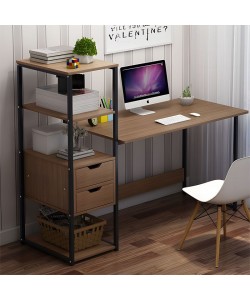 Γραφείο Zayn ΙΙ pakoworld με ραφιέρα-MDF καρυδί-μαύρο 107x40x110εκ