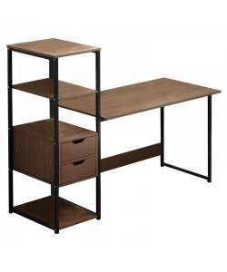 Γραφείο Zayn ΙΙ pakoworld με ραφιέρα-MDF καρυδί-μαύρο 107x40x110εκ