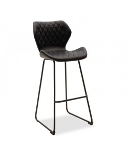 Σκαμπό μπαρ Theo pakoworld μεταλλικό μαύρο με PU μαύρο