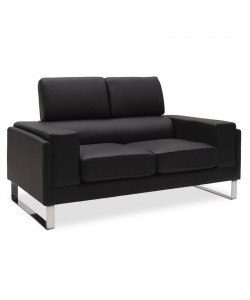Καναπές Shea pakoworld 2θέσιος pu μαύρο-inox 158x80x87εκ