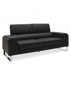 Καναπές Shea pakoworld 3θέσιος pu μαύρο-inox 198x80x87εκ