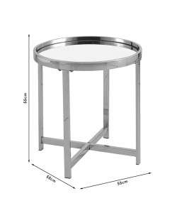 Βοηθητικό τραπέζι σαλονιού Tristan pakoworld μέταλλο ασημί-γυαλί Φ55x55εκ Βοηθητικό τραπέζι σαλονιού Tristan pakoworld μέταλλο ασημί-γυαλί Φ55x55εκ