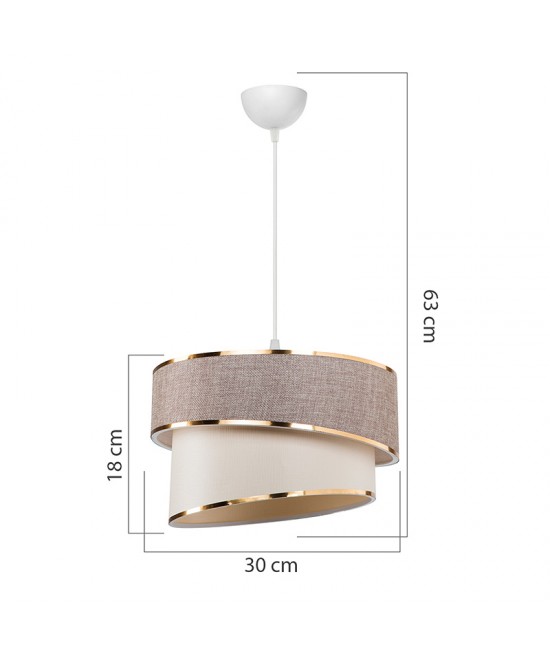 Φωτιστικό οροφής μονόφωτο Loopy pakoworld Ε27 μπεζ-λευκό Φ30x18εκ