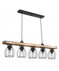 Φωτιστικό οροφής πεντάφωτο Jazzy pakoworld Ε27 καρυδί-μαύρο 100x27εκ