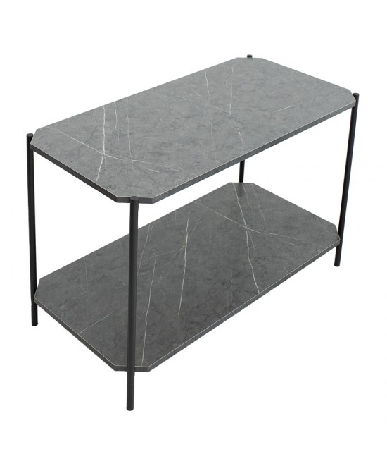Βοηθητικό τραπέζι Mara MDF ανθρακί μαρμάρου-μαύρο 80x40x55cm