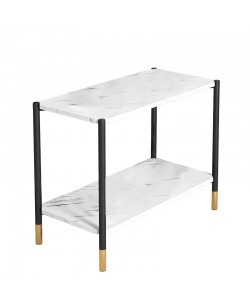Βοηθητικό τραπέζι Mara MDF λευκό μαρμάρου-μαύρο 80x40x55cm