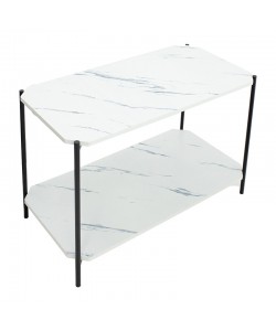 Βοηθητικό τραπέζι Mara MDF λευκό μαρμάρου-μαύρο 80x40x55cm