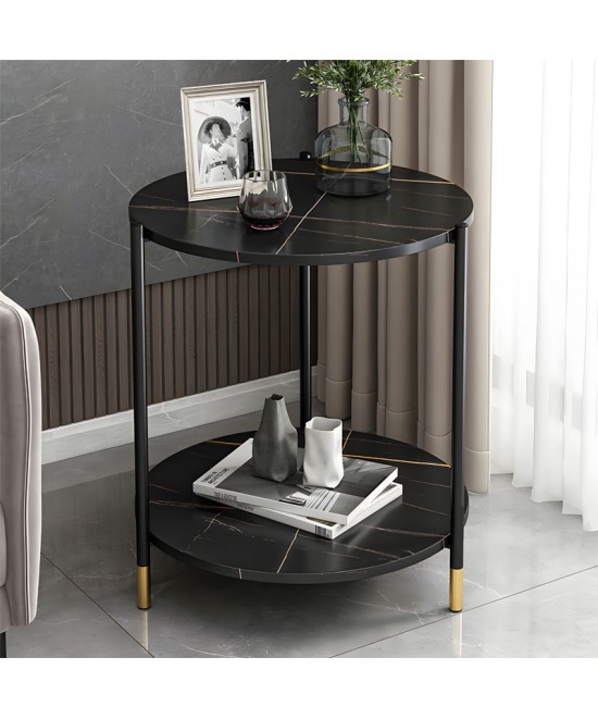 Βοηθητικό τραπέζι Rhythm MDF μαύρο μαρμάρου-μαύρο Φ48x60cm