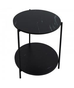 Βοηθητικό τραπέζι Rhythm MDF μαύρο μαρμάρου-μαύρο Φ48x60cm