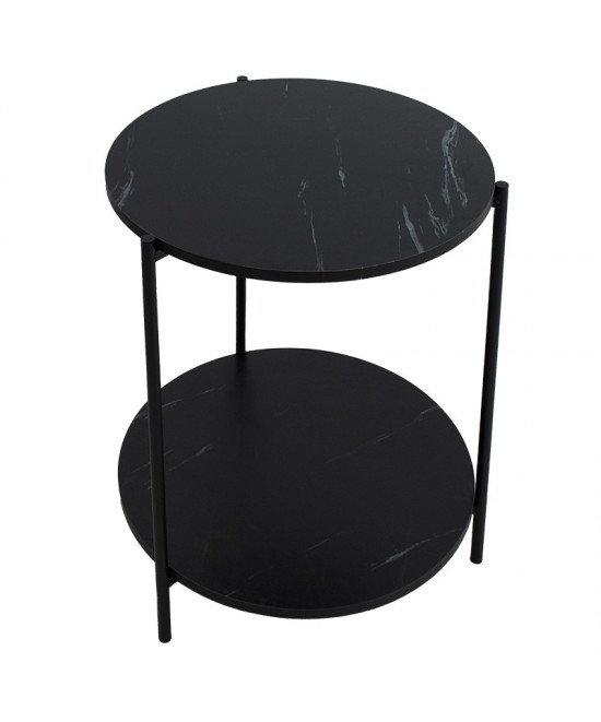 Βοηθητικό τραπέζι Rhythm MDF μαύρο μαρμάρου-μαύρο Φ48x60cm