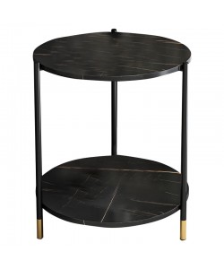 Βοηθητικό τραπέζι Rhythm MDF μαύρο μαρμάρου-μαύρο Φ48x60cm