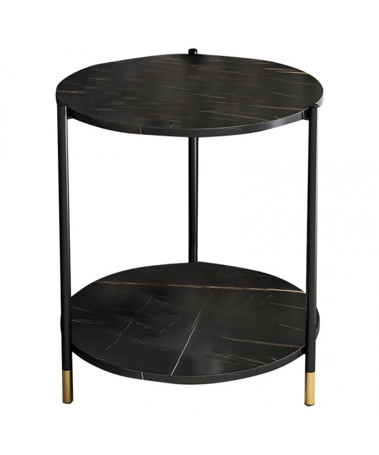 Βοηθητικό τραπέζι Rhythm MDF μαύρο μαρμάρου-μαύρο Φ48x60cm