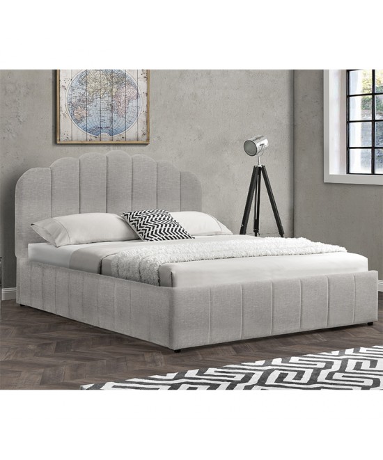 Κρεβάτι διπλό Tatiana pakoworld ύφασμα γκρι με αποθηκευτικό χώρο 160x200εκ