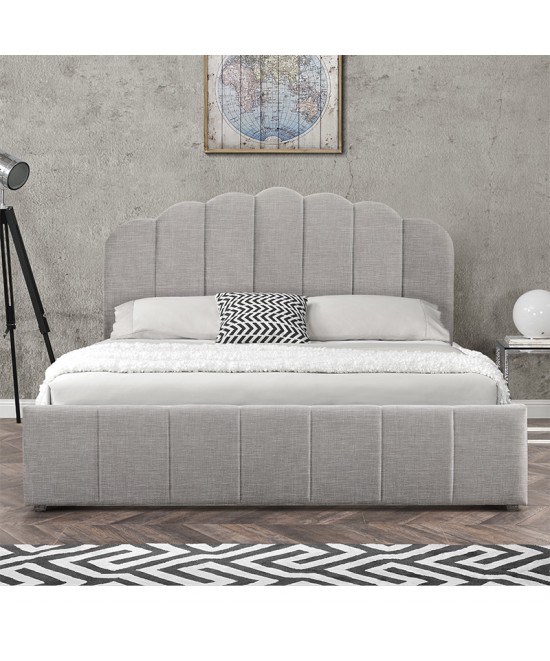 Κρεβάτι διπλό Tatiana pakoworld ύφασμα γκρι με αποθηκευτικό χώρο 160x200εκ