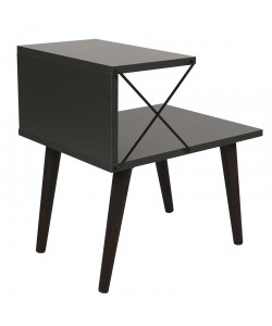 Βοηθητικό τραπέζι-κομοδίνο Gather pakoworld ανθρακί-καρυδί 50x40x55εκ