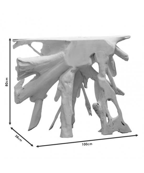 Κονσόλα Lyle pakoworld χειροποίητη μασίφ ξύλο λευκό 100x38x80εκ