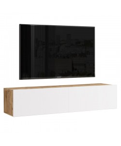 Έπιπλο τηλεόρασης επιτοίχιο Serit pakoworld λευκό-sonoma 140x31.6x29.6εκ