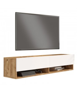 Έπιπλο τηλεόρασης επιτοίχιο Roscoe pakoworld λευκό-sonoma 140x31.6x29.6εκ