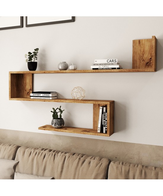 Ραφιέρα τοίχου Belinda pakoworld sonoma 120x14.5x71.4εκ