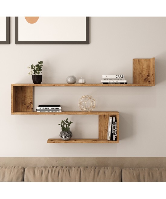 Ραφιέρα τοίχου Belinda pakoworld sonoma 120x14.5x71.4εκ