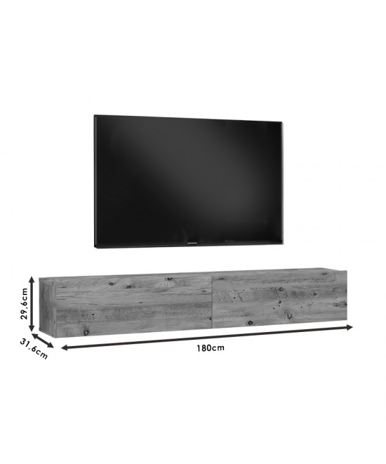 Έπιπλο τηλεόρασης επιτοίχιο Dello pakoworld λευκό-sonoma 180x31.6x29.6εκ