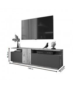 Έπιπλο τηλεόρασης Elana pakoworld sonoma-λευκό 150x29.5x46.3εκ