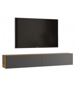 Έπιπλο τηλεόρασης επιτοίχιο Dello pakoworld ανθρακί-sonoma 180x31.6x29.6εκ