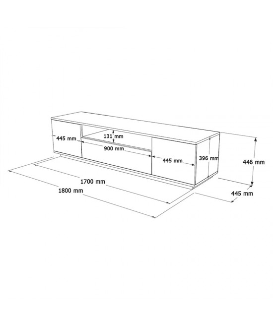 Έπιπλο τηλεόρασης Soren pakoworld sonoma-λευκό 180x.44.5x44.6εκ