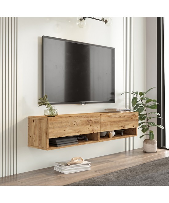 Έπιπλο τηλεόρασης επιτοίχιο Roscoe pakoworld sonoma 140x31.6x29.6εκ